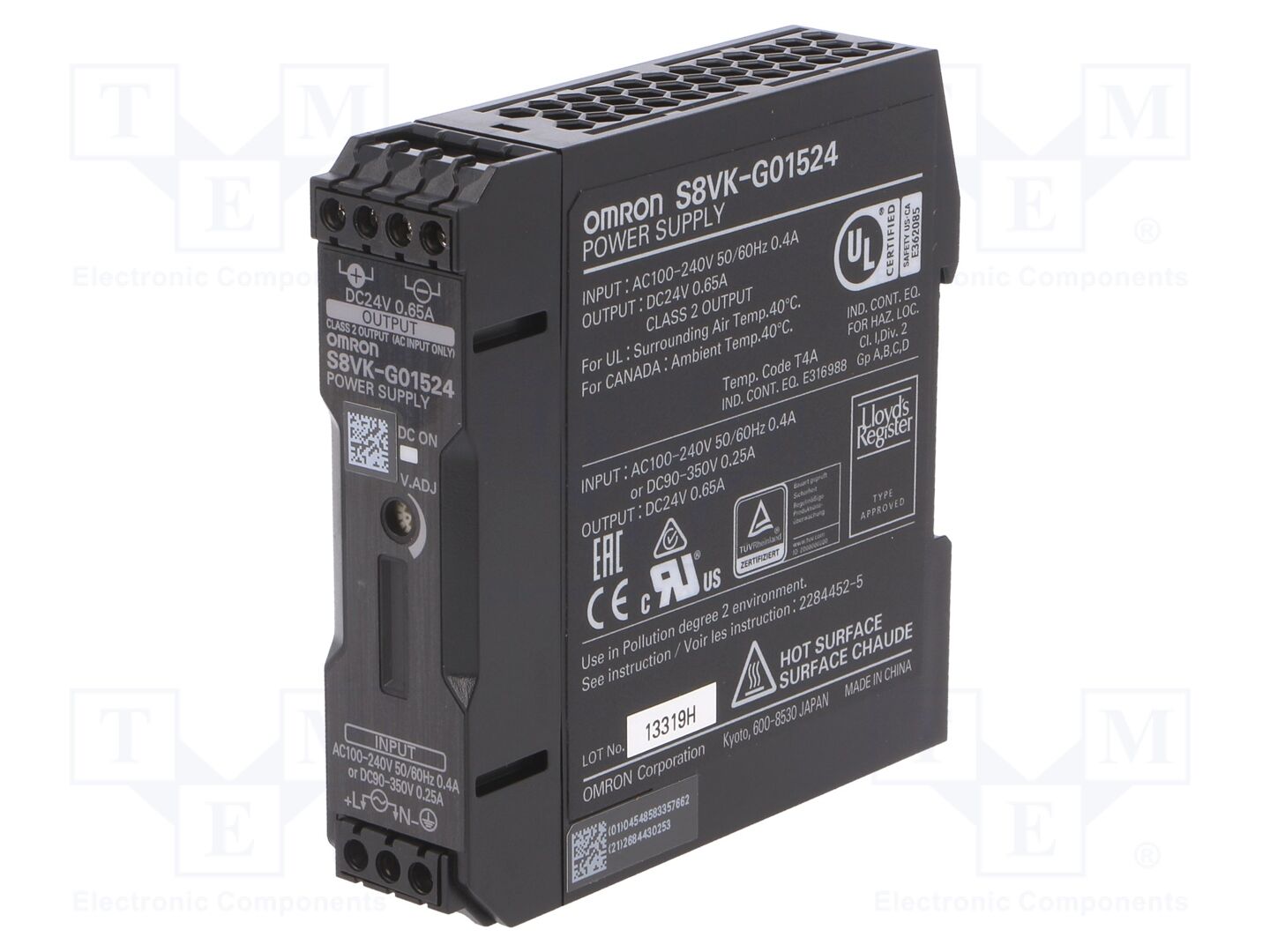 OMRON S8VK-G01524 DIN-kiskoon asennettava kytkentävirtalähde 15W 24VDC