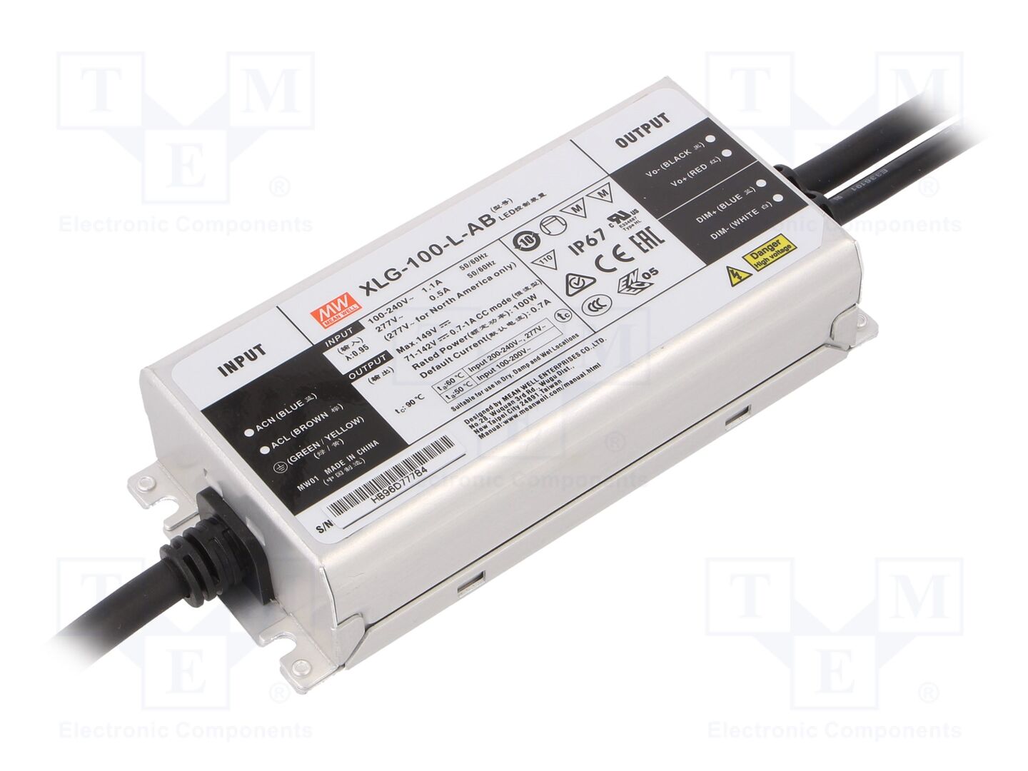 MEAN WELL XLG-100-L-AB LED-virtalähde 100W 71-142VDC 0,35-1,05A IP67