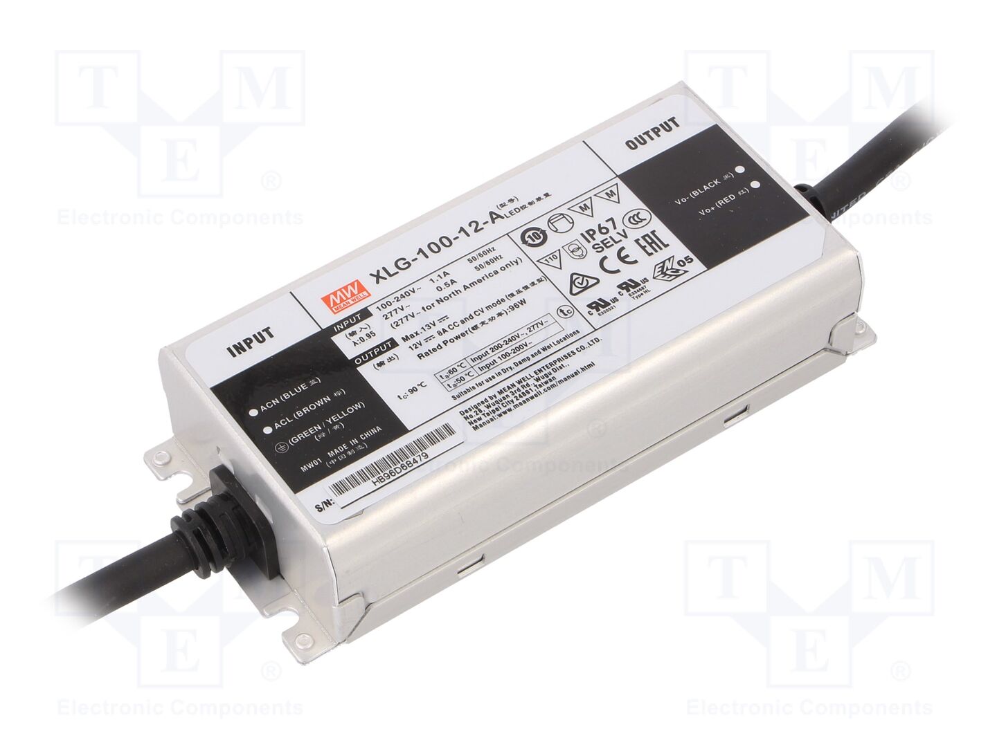 MEAN WELL XLG-100-12-A LED-virtalähde 96W 12VDC 8A