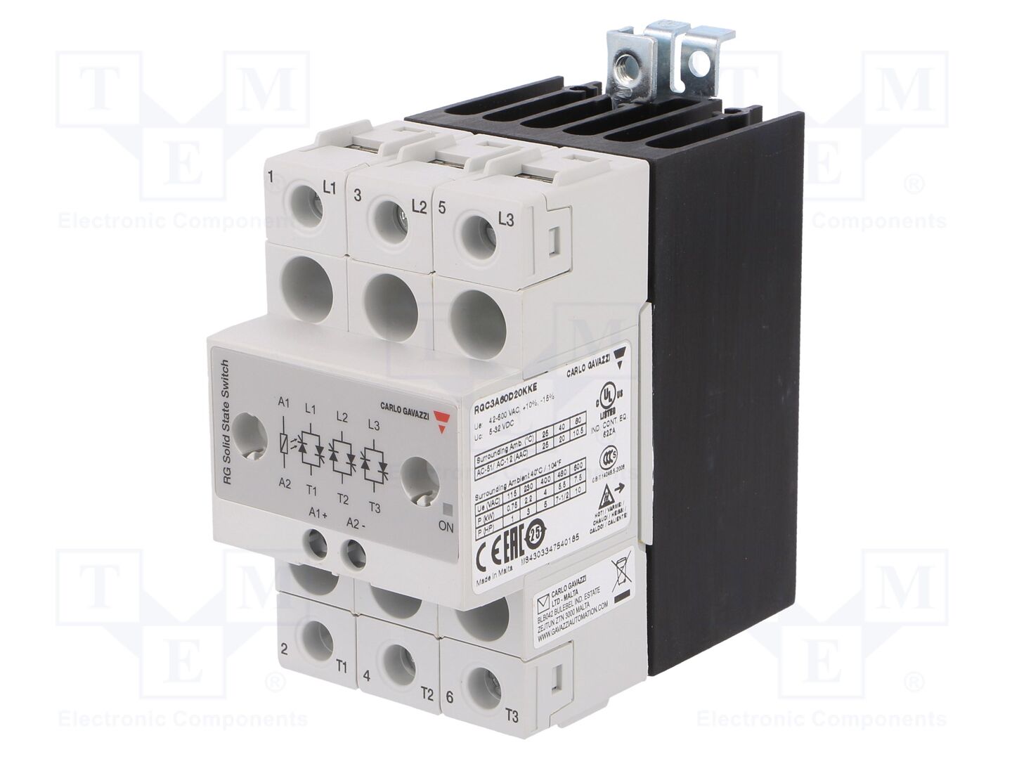 CARLO GAVAZZI RGC3A60D20KKE Kiinteän olomuodon rele 20A