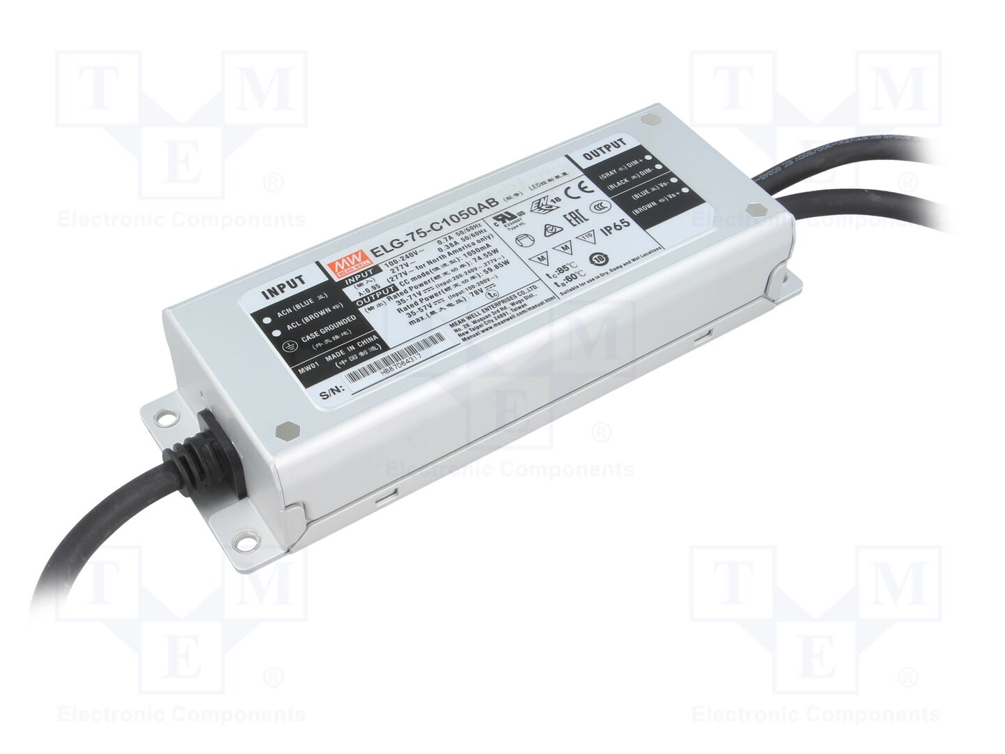 MEAN WELL ELG-75-C1050AB LED-virtalähde 74,55W 35-71VDC 525-1050mA IP65
