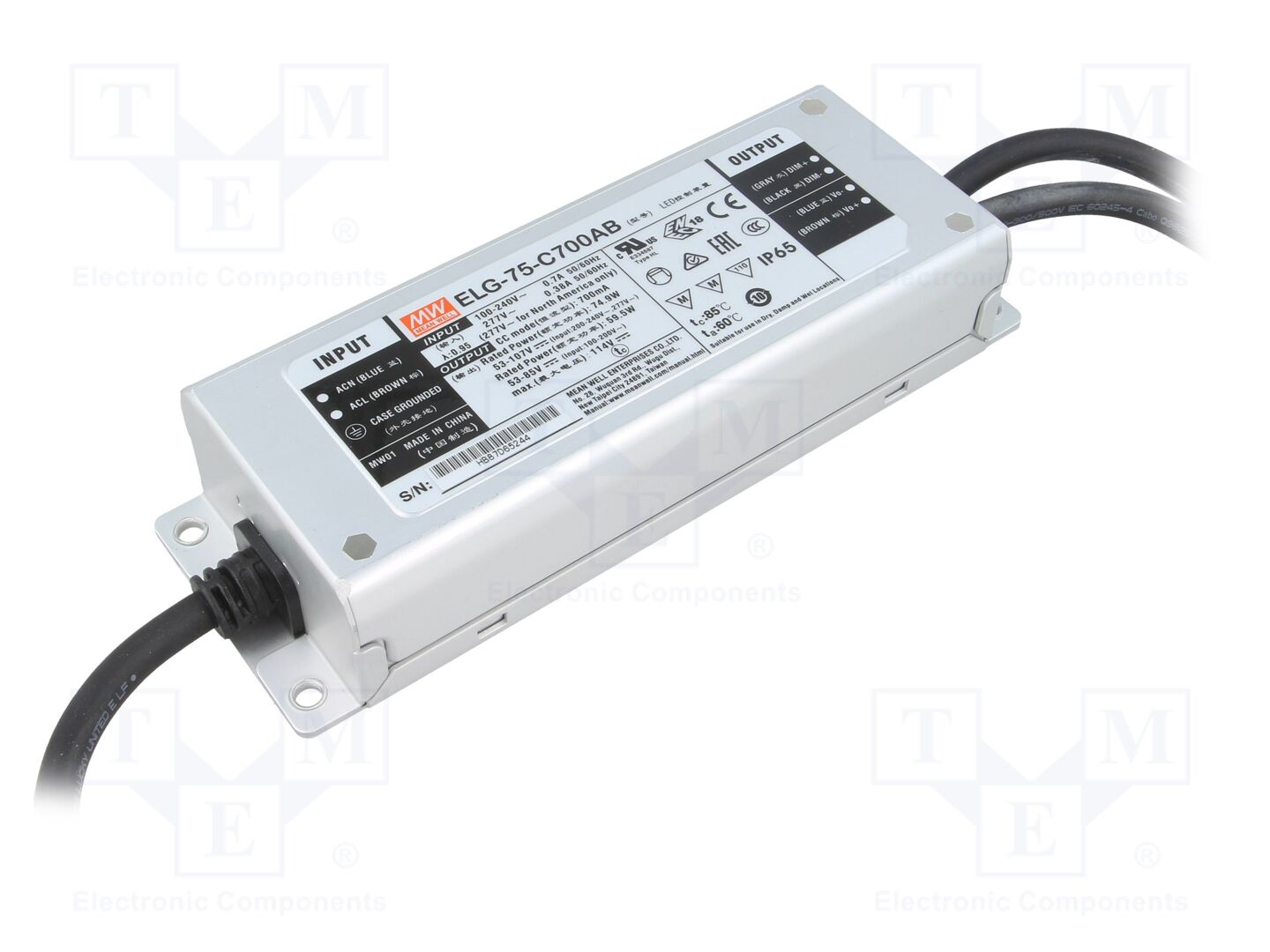 MEAN WELL ELG-75-C700AB LED-virtalähde 74,9W 53-107VDC 350-700mA IP65