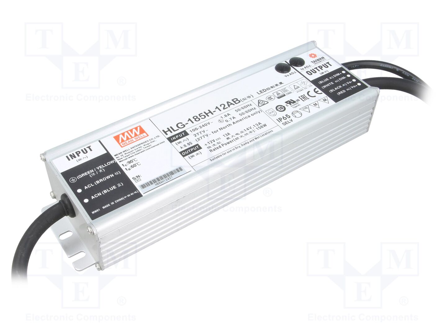 MEAN WELL HLG-185H-12AB LED-verkkolaite 156W 12VDC