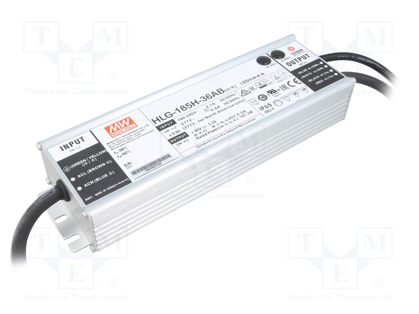 MEAN WELL HLG-185H-36AB LED-verkkolaite 187,2W 36VDC