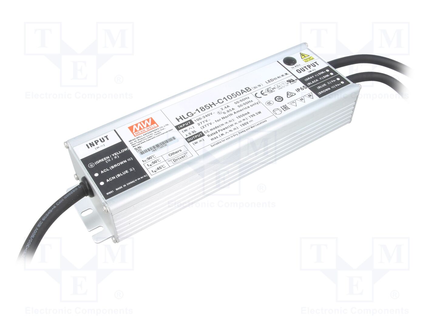 MEAN WELL HLG-185H-C1050AB LED-virtalähde 199,5W 95-190VDC 525-1050mA
