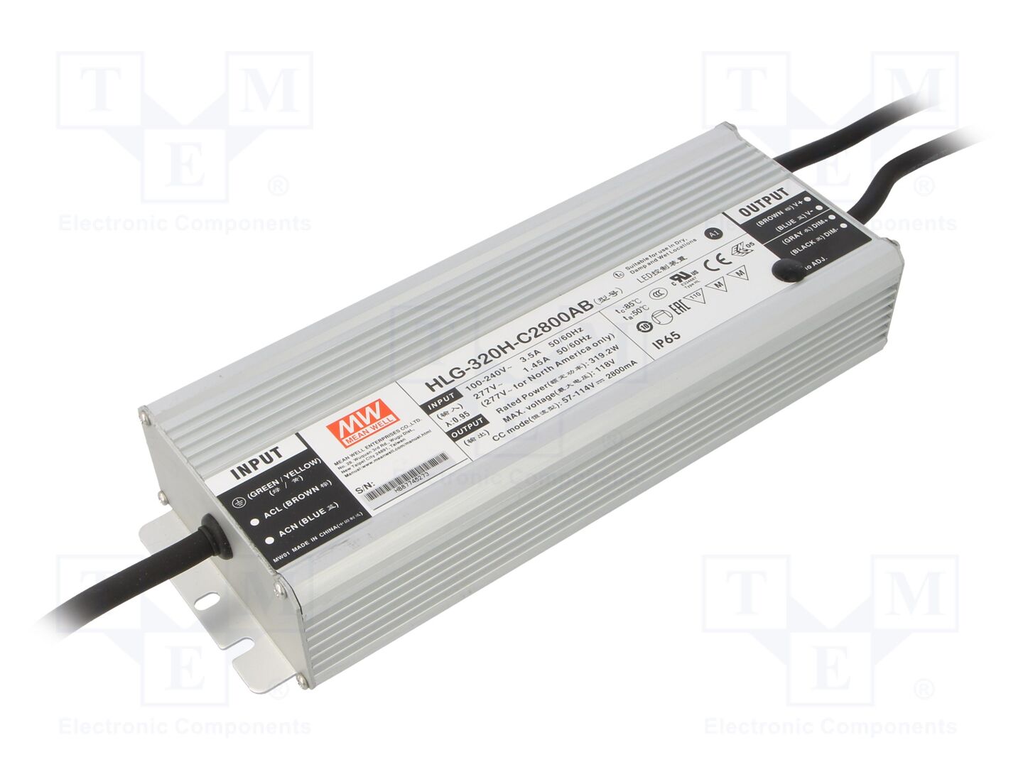 MEAN WELL HLG-320H-C2800AB LED-virtalähde 319,2W 57-114VDC 1400-2800mA IP65