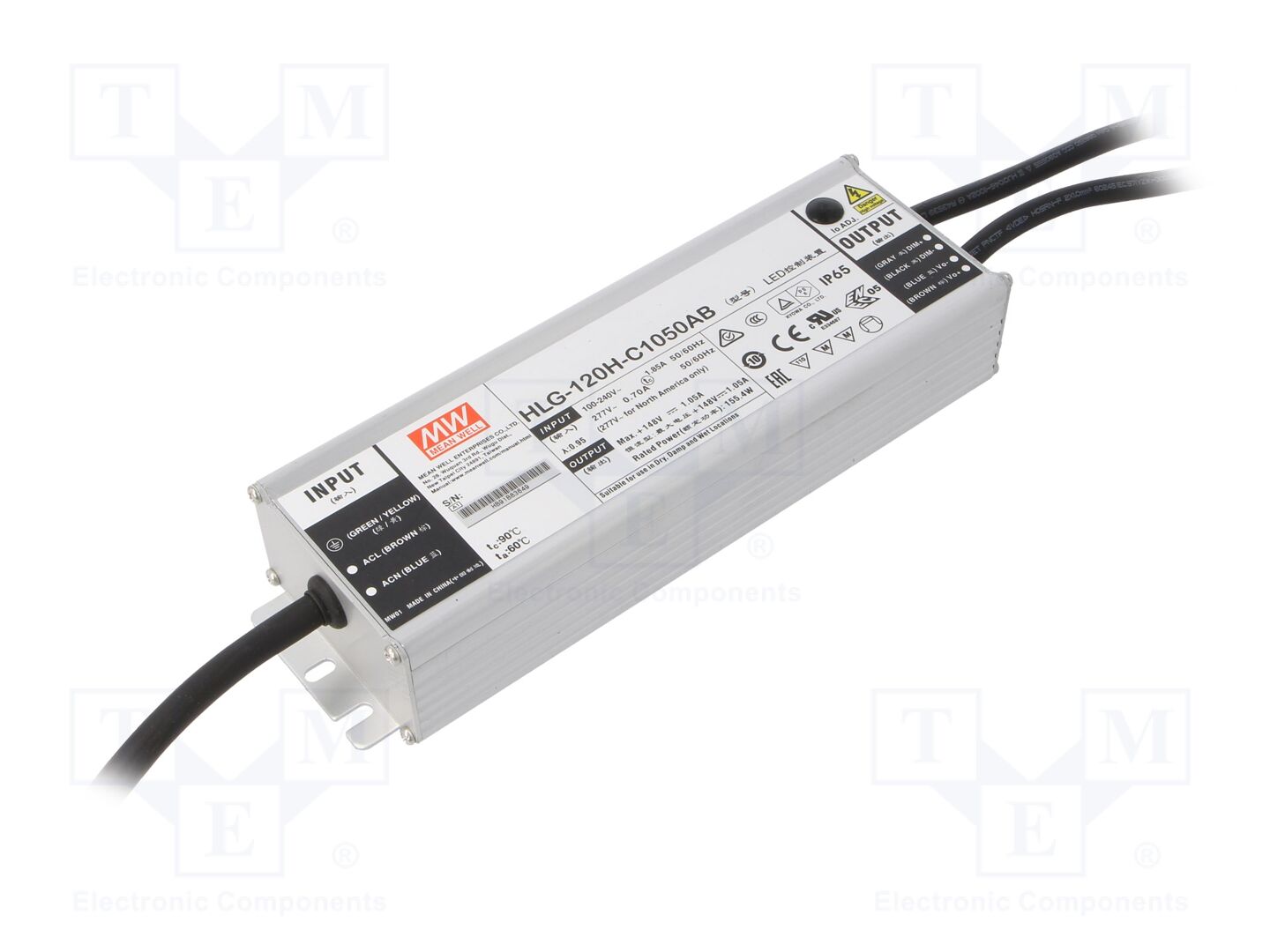 MEAN WELL HLG-120H-C1050AB LED-virtalähde 155,4W 74-148VDC 525-1050mA