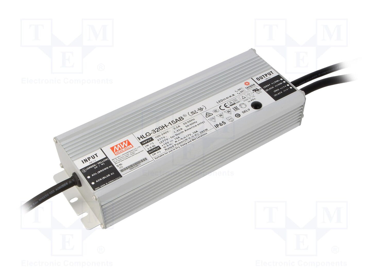 MEAN WELL HLG-320H-15AB LED-verkkolaite 285W 15VDC