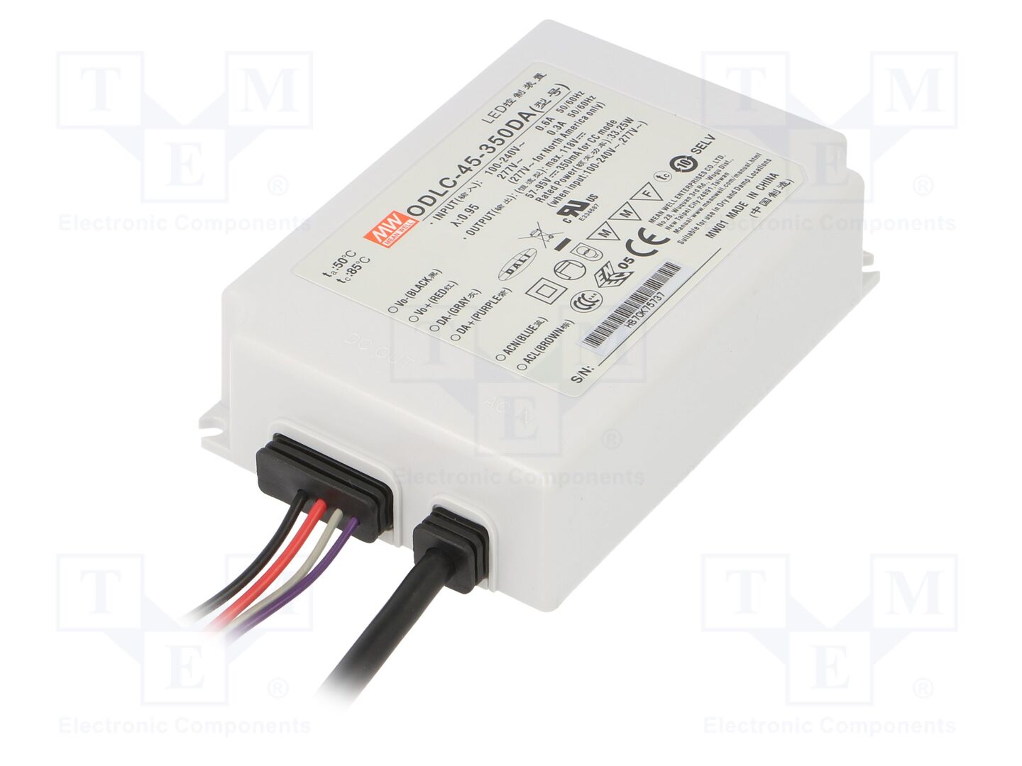 MEAN WELL ODLC-45-350DA LED-virtalähde DALI 45W 350mA