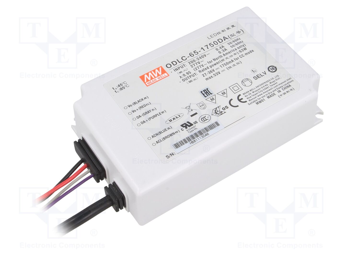 MEAN WELL ODLC-65-1750DA LED-virtalähde DALI 63W 27-36VDC