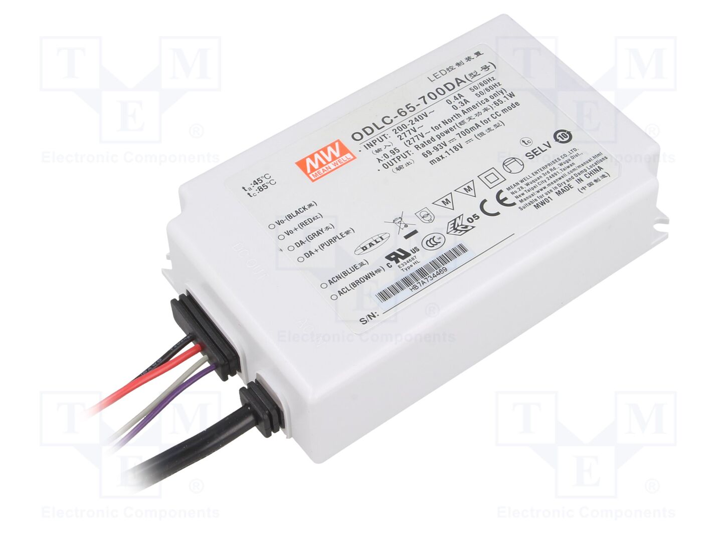 MEAN WELL ODLC-65-700DA LED-virtalähde DALI 65,1W 700mA