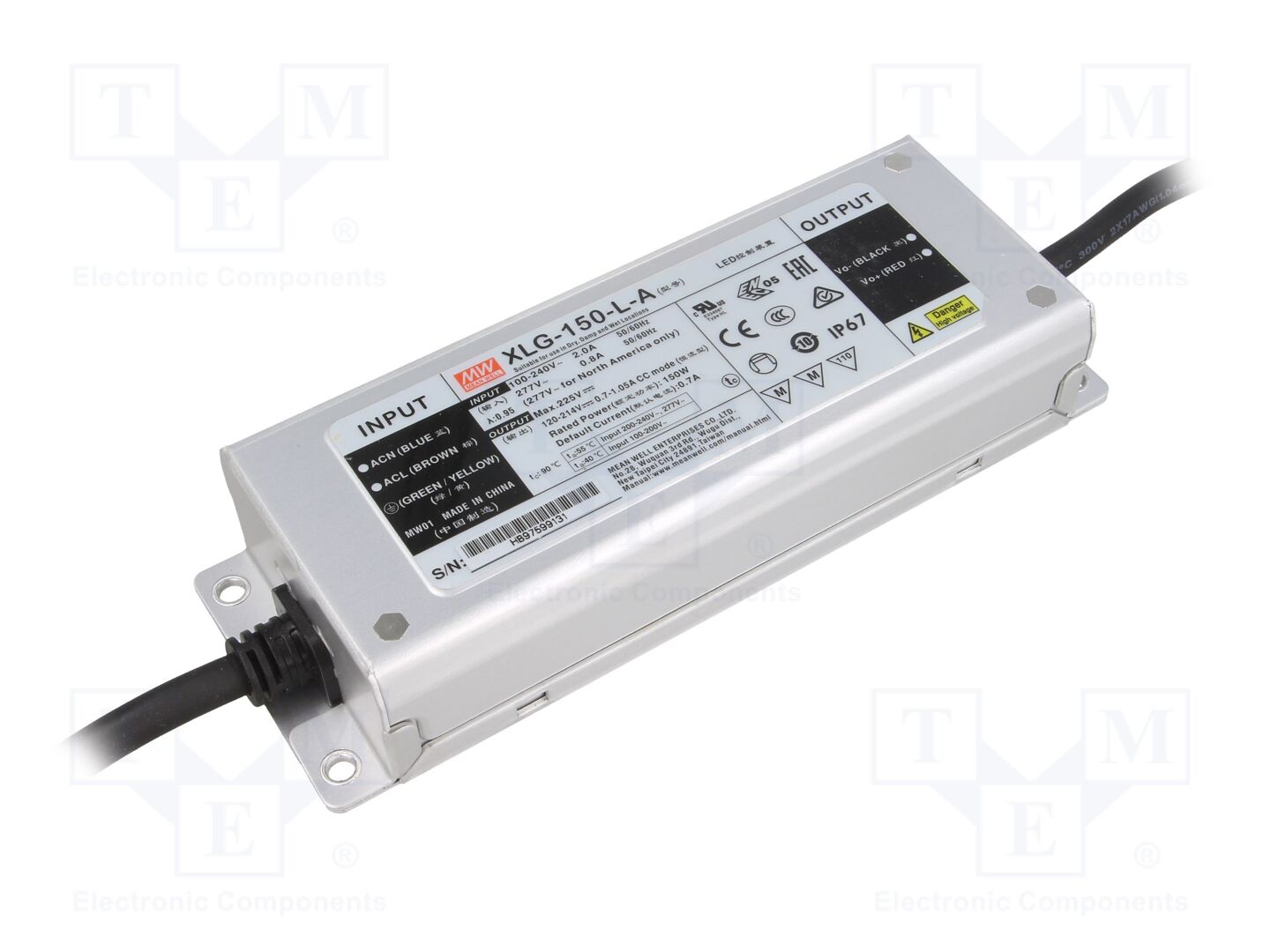 MEAN WELL XLG-150-L-A LED-virtalähde 150W 120-214VDC 0,7-1,05A IP67