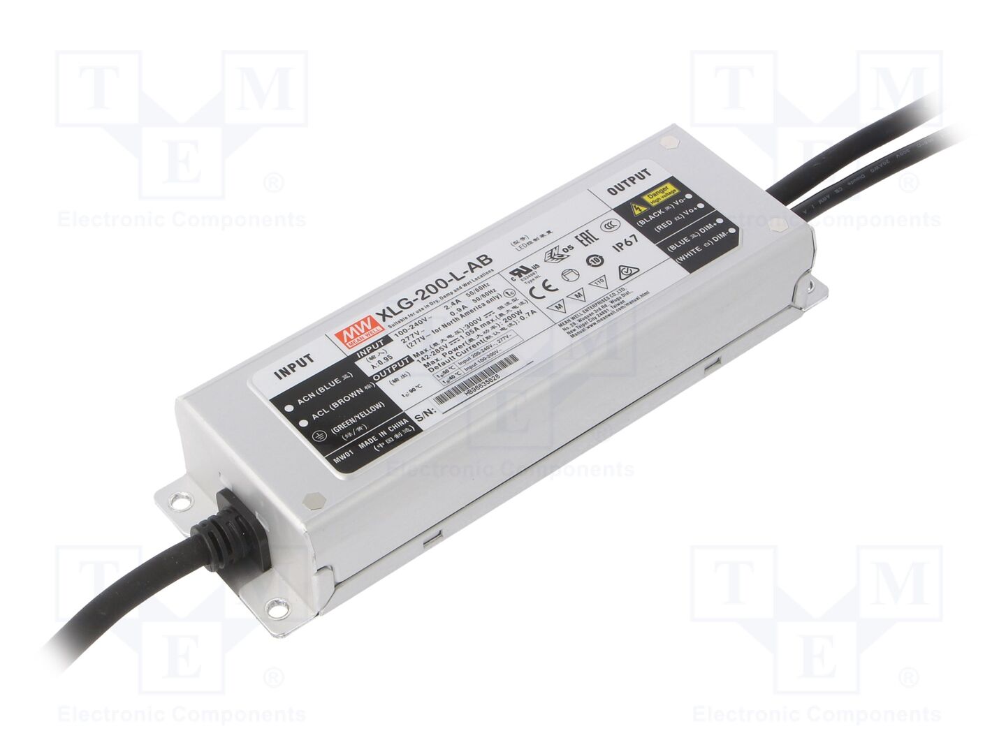 MEAN WELL XLG-200-L-AB LED-verkkolaite 200W 142-285VDC 0,35-1,05A IP67