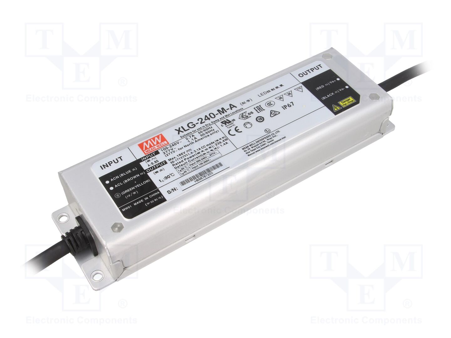 MEAN WELL XLG-240-M-A LED-virtalähde 240W 90-171VDC 0,7-2,1A IP67