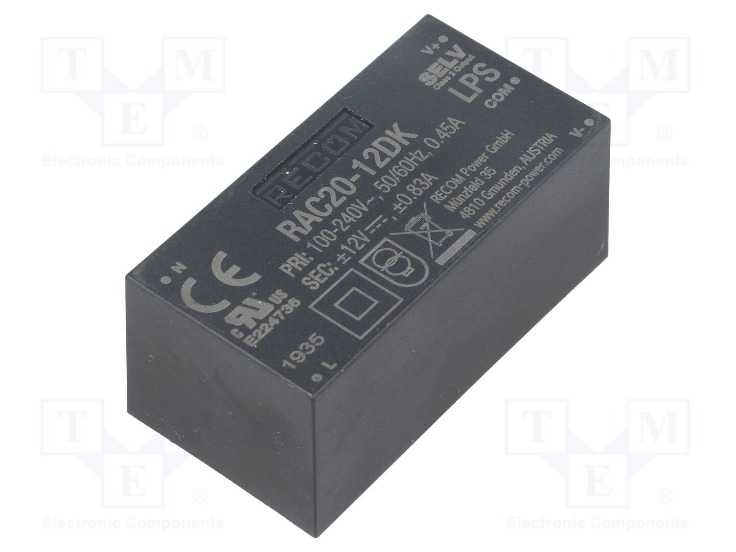 RECOM RAC20-12DK AC/DC-muunnin 20W