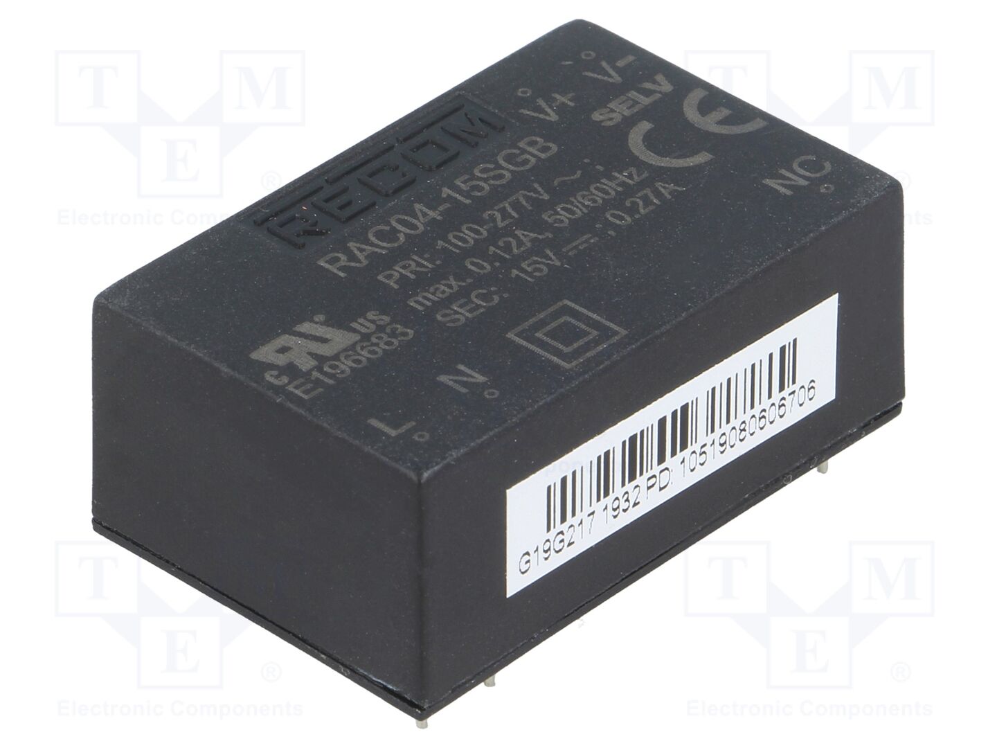 RECOM RAC04-15SGB PCB AC/DC-muunnin 4W