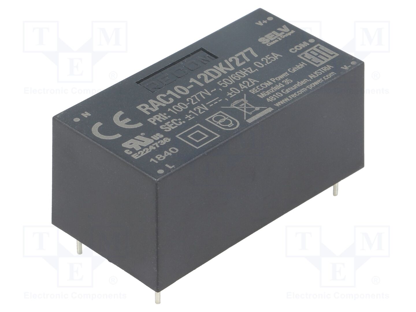 RECOM RAC10-12DK/277 AC/DC-muunnin 10W