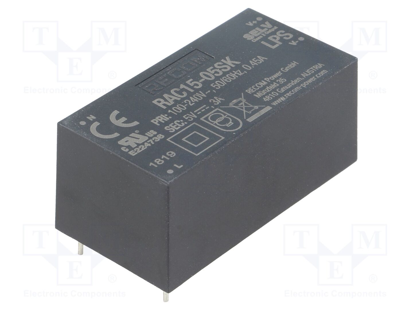 RECOM RAC15-05SK AC/DC-muunnin 15W