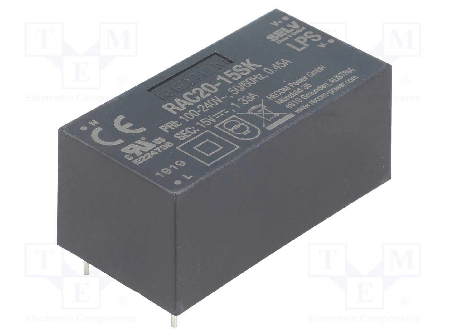 RECOM RAC20-15SK AC/DC-muunnin 20W