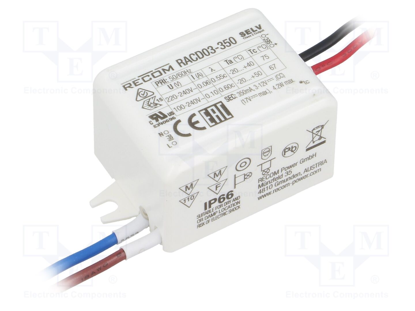 RECOM RACD03-350 LED-virtalähde 3W 350mA 3-12VDC