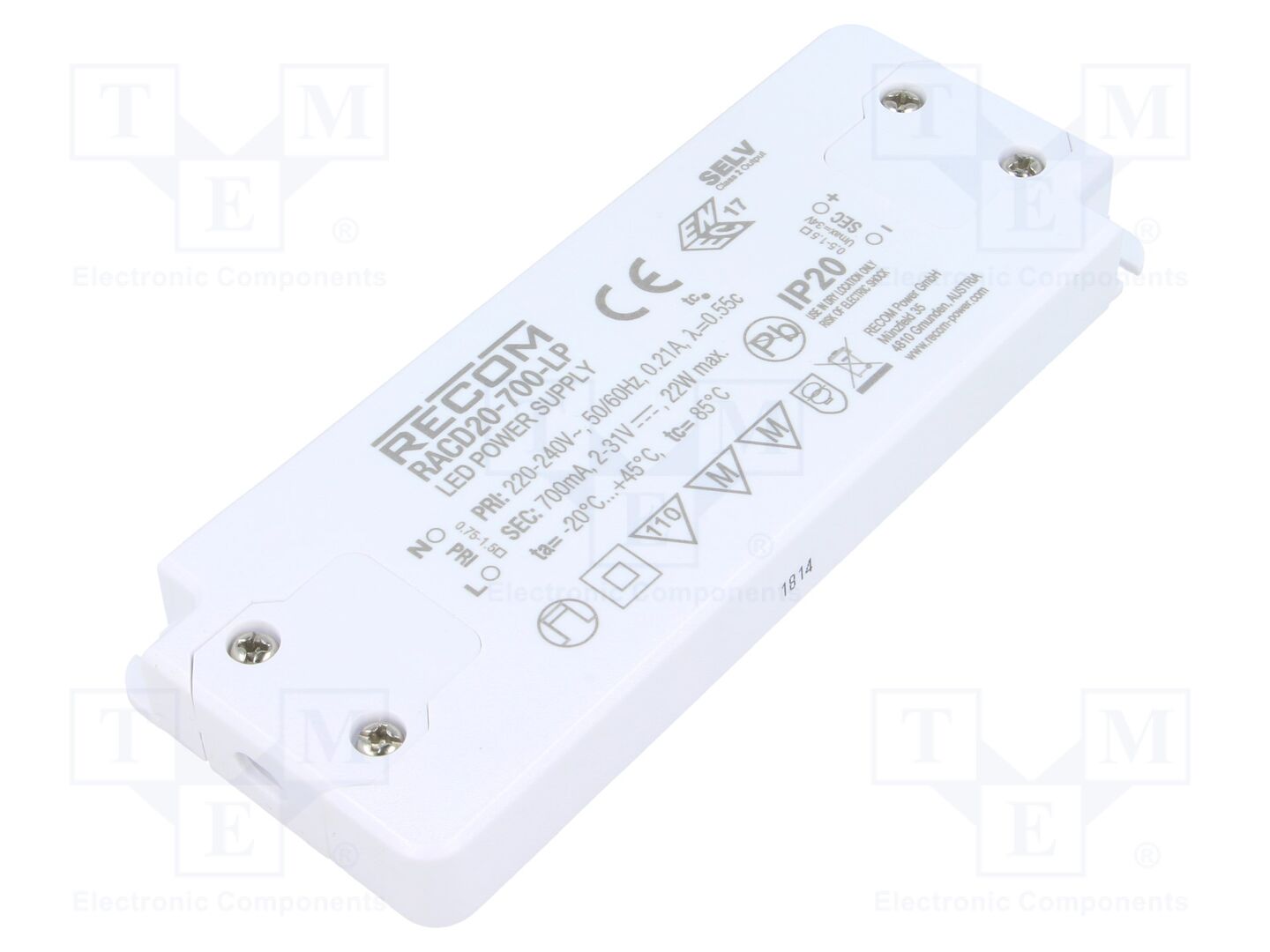RECOM RACD20-700-LP LED-verkkolaite 20W 700mA 2-31VDC