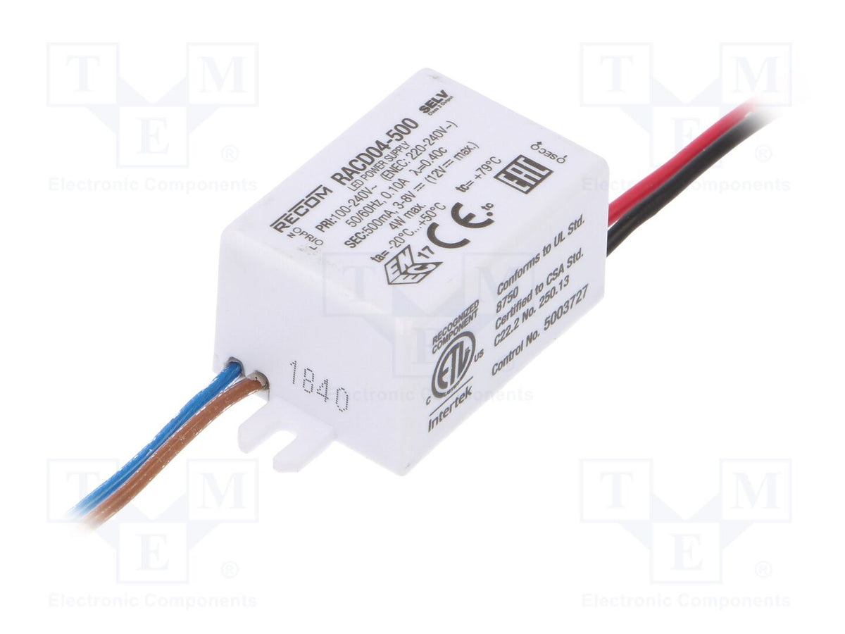 RECOM RACD04-500 LED-virtalähde 4W 500mA 90-264VAC