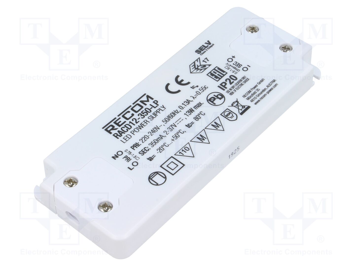 RECOM RACD12-350-LP LED-virtalähde 12W 350mA 2-37VDC