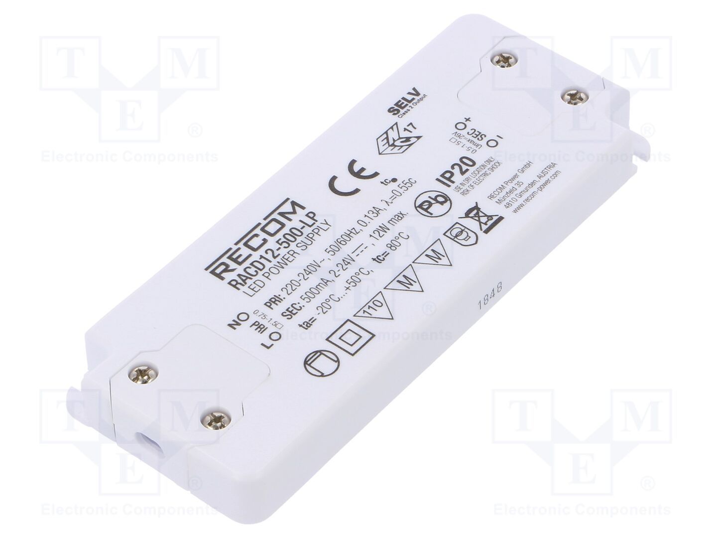 RECOM RACD12-500-LP LED-virtalähde 12W 500mA 2-24VDC