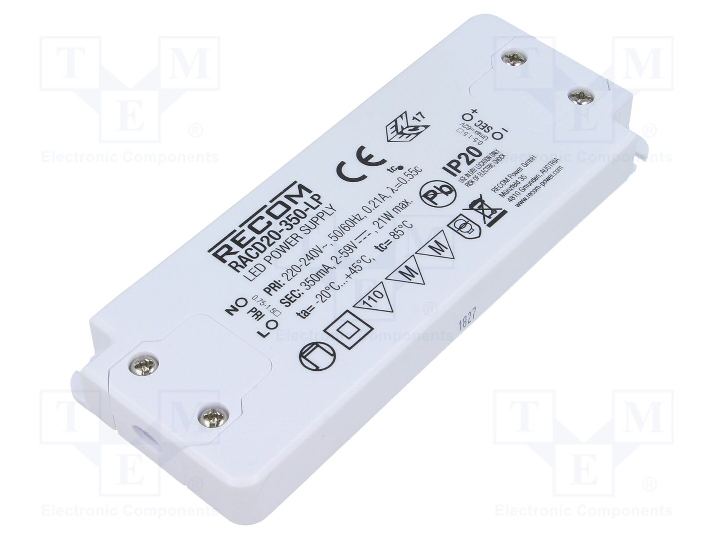 RECOM RACD20-350-LP LED-virtalähde 20W 350mA 2-59VDC