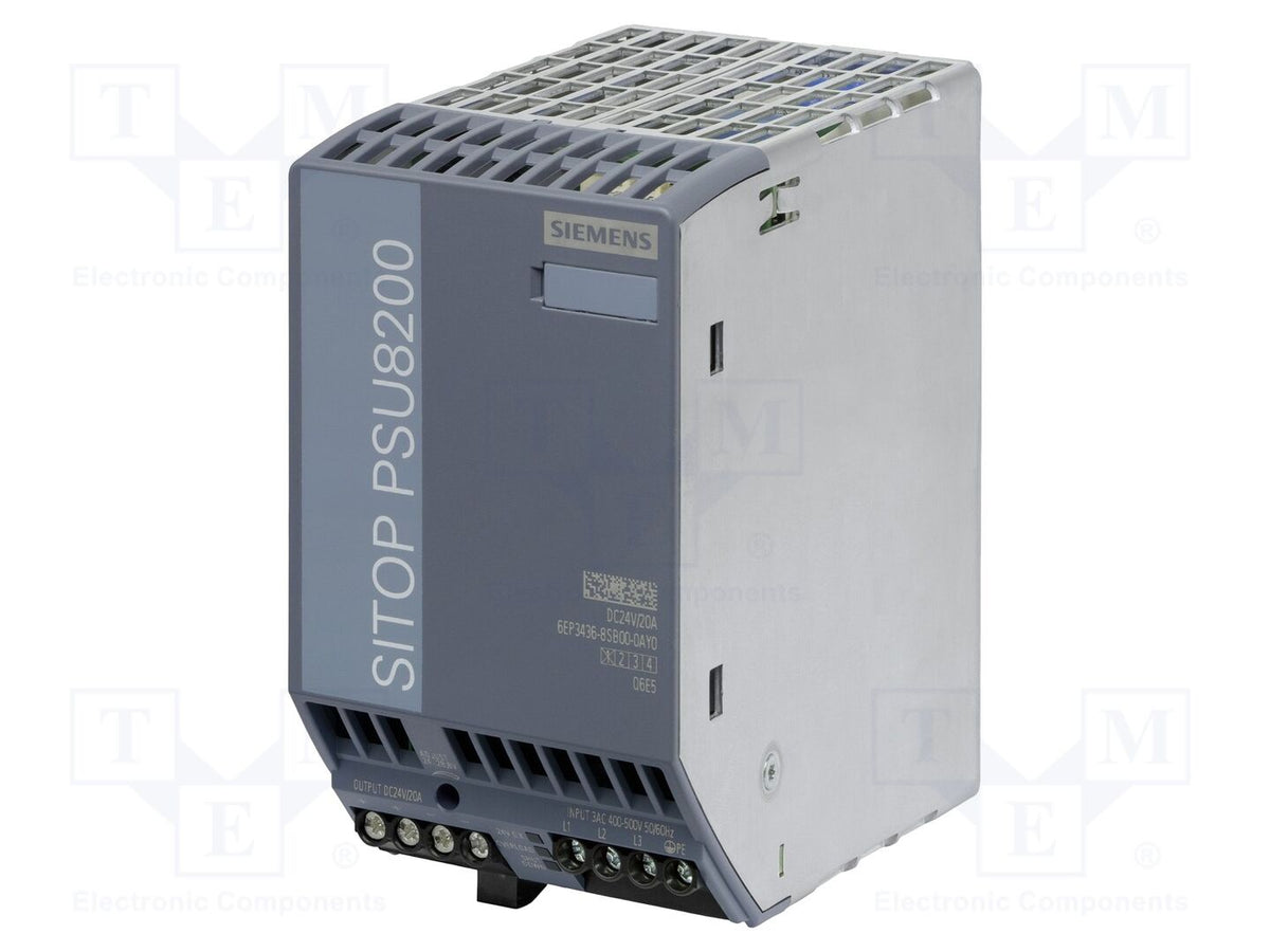 SIEMENS 6EP3436-8SB00-0AY0 DIN-kiskolle asennettava kytkentävirtalähde 480W 24VDC 20A