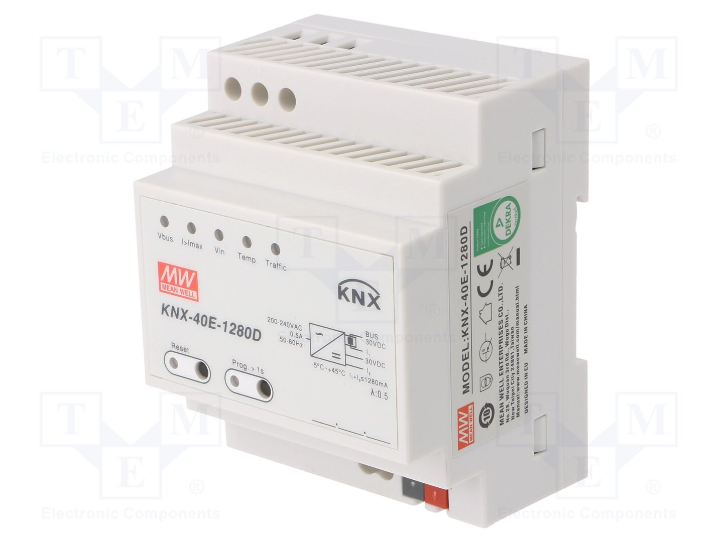 MEAN WELL KNX-40E-1280D DIN-kiskoon asennettava KNX-virtalähde 38,4W 30VDC 1280mA