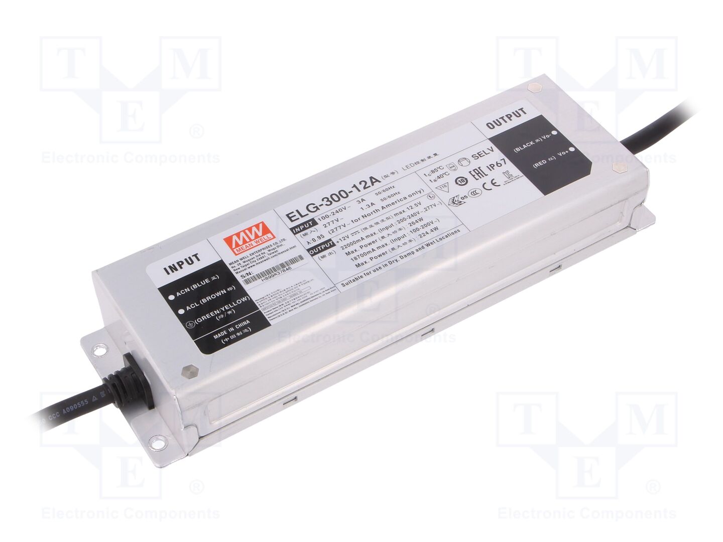 MEAN WELL ELG-300-12A LED-virtalähde 264W 12VDC 11-22A