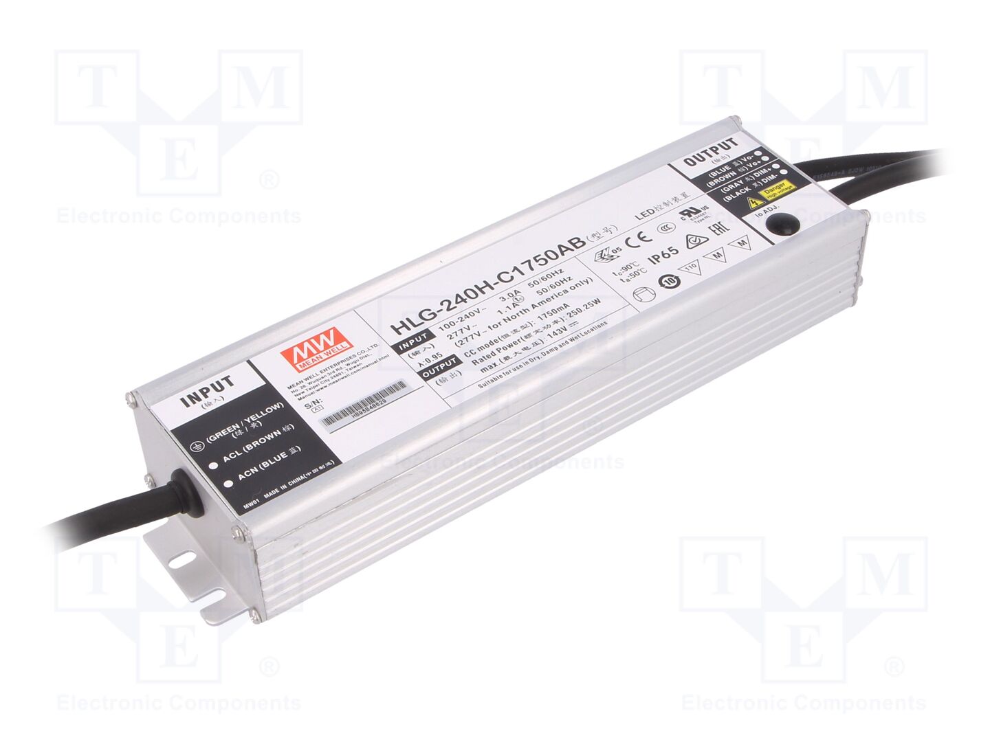 MEAN WELL HLG-240H-C1750AB LED-virtalähde 250,25W 71-143VDC 875-1750mA IP65