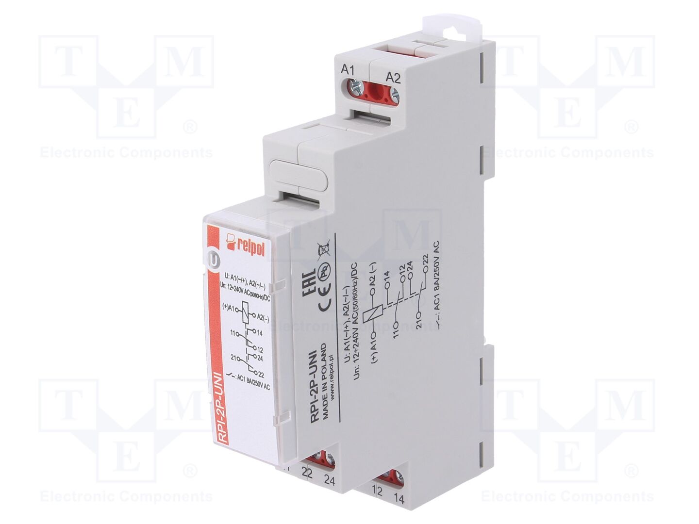 RELPOL RPI-2P-UNI Asennusrele 8A
