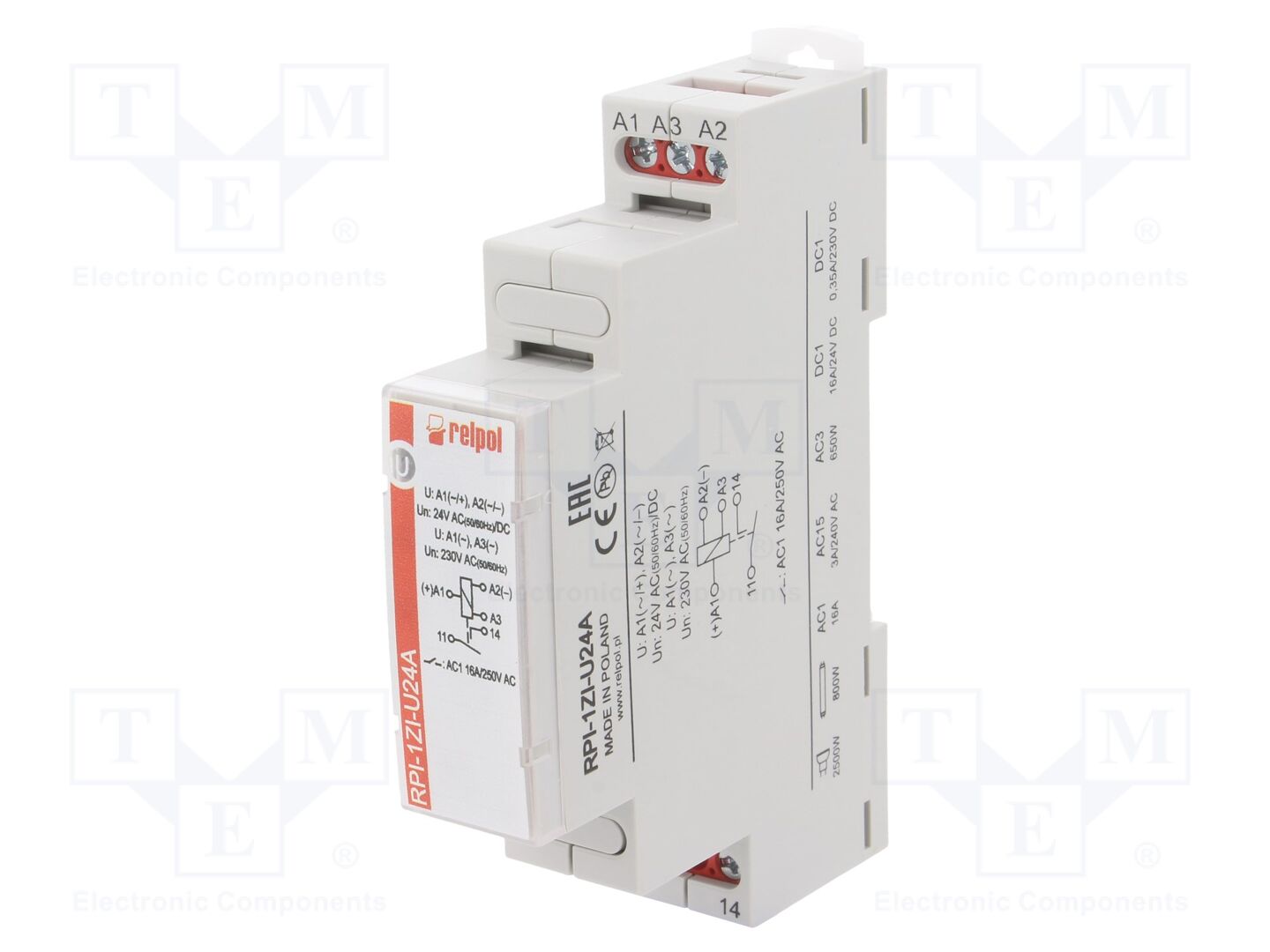 RELPOL RPI-1ZI-U24A Asennusrele 16A