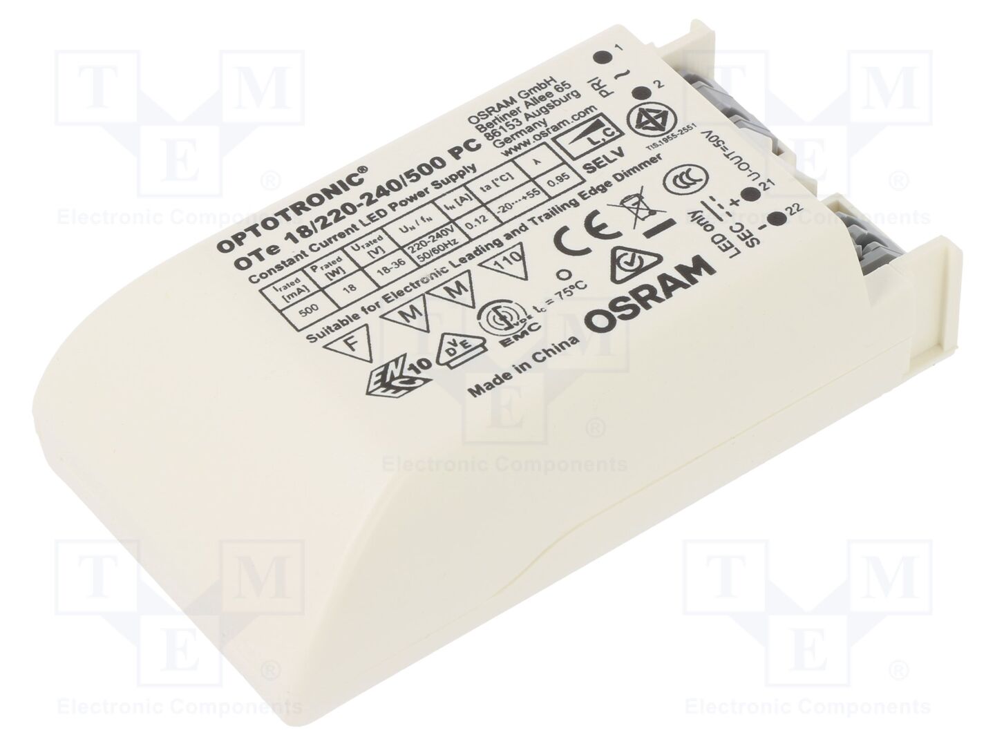 ams OSRAM OTE 18/220-240/500 PC LED-virtalähde 18W 500mA