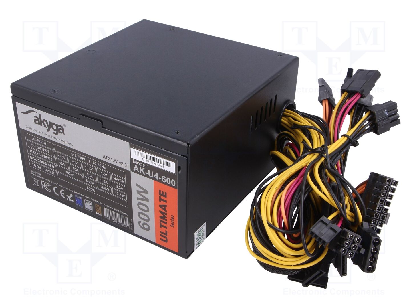 AKYGA AK-U4-600 ATX-tietokonevirtalähde 600W