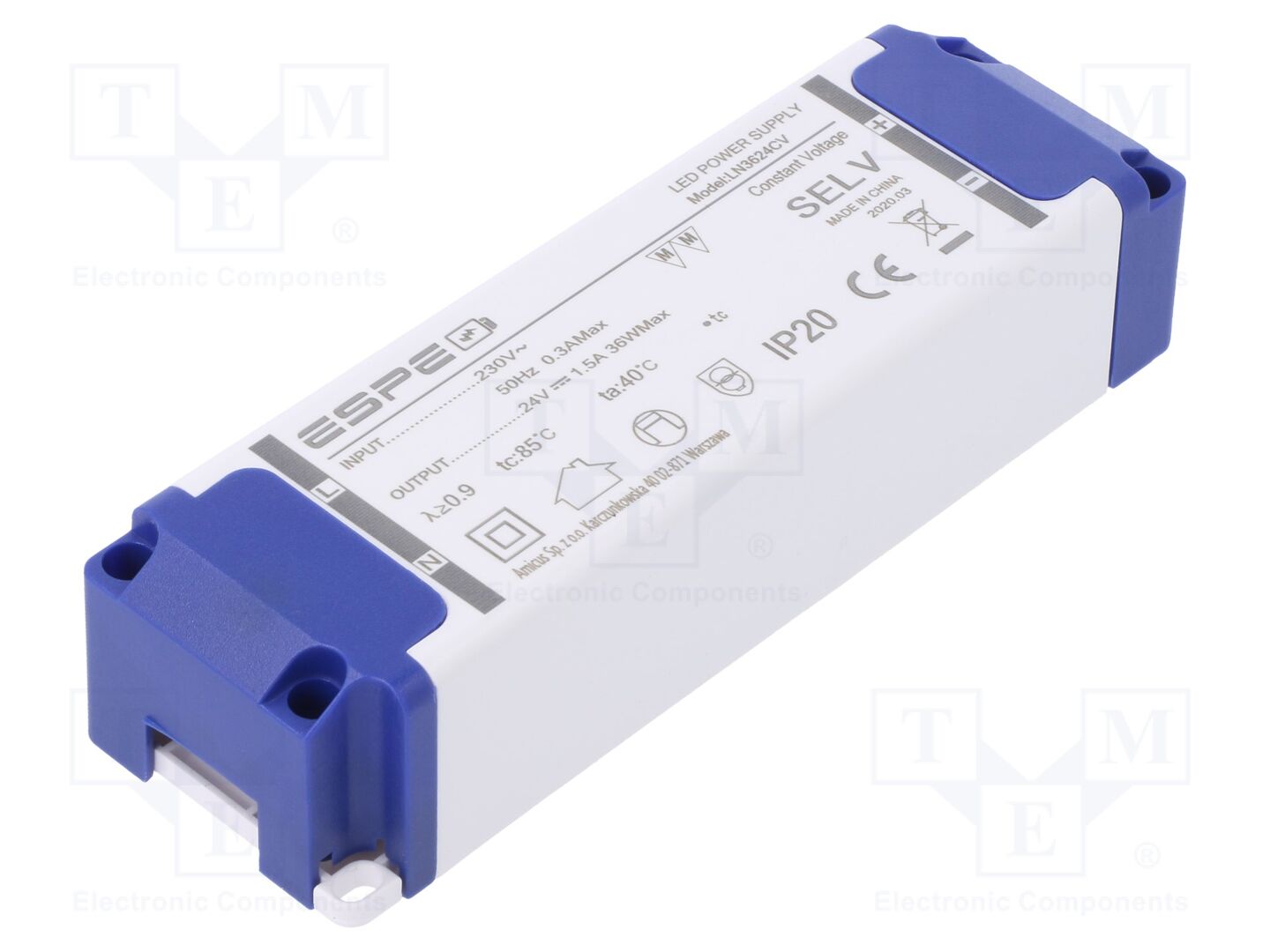 ESPE LN3624CV LED-virtalähde 36W 24VDC 1,5A