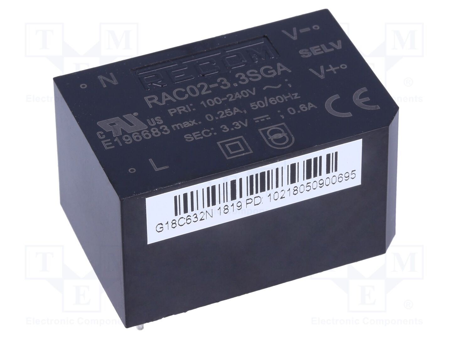 RECOM RAC02-3.3SGA PCB AC/DC-muunnin 2W