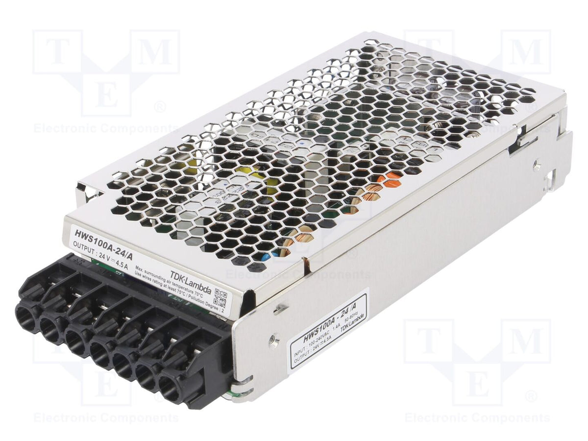 TDK-LAMBDA HWS100A-24/A Sisäänrakennettu kytkentävirtalähde 108W 24VDC