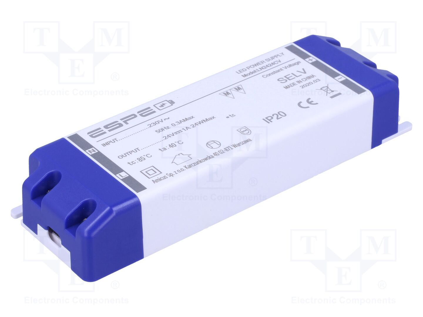 ESPE LN2424CV LED-virtalähde 24W 24VDC 1A