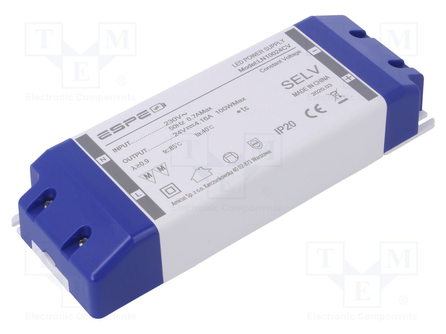 ESPE LN10024CV LED-virtalähde 100W 24VDC 4.16A