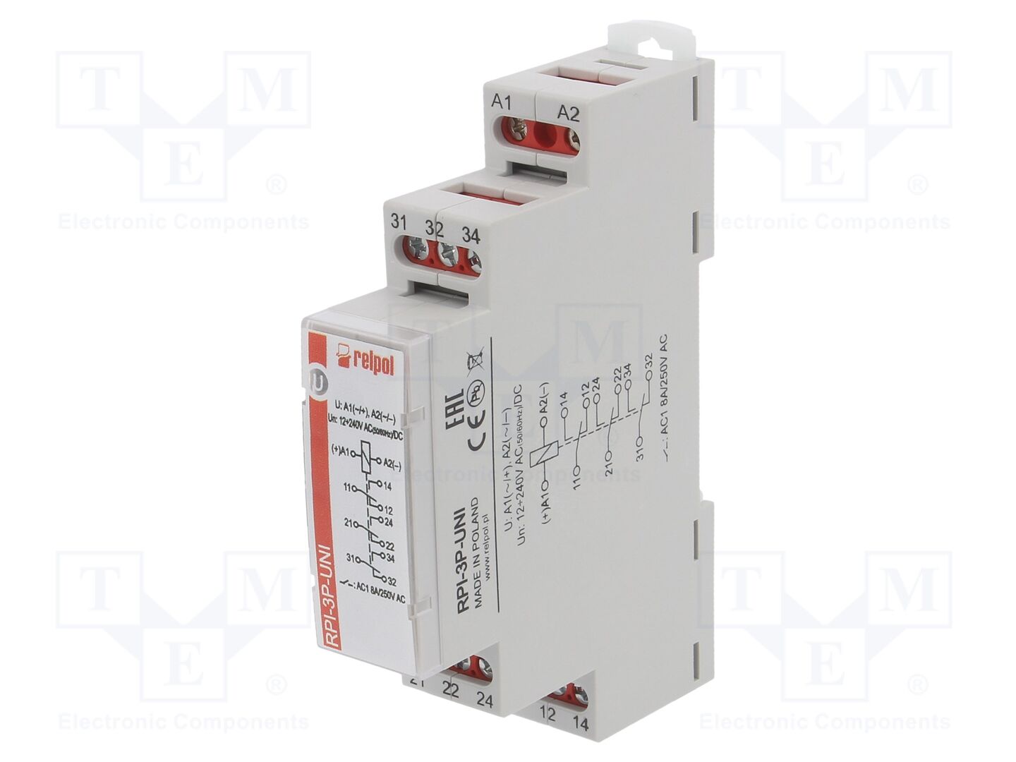 RELPOL RPI-3P-UNI Asennusrele 300VAC