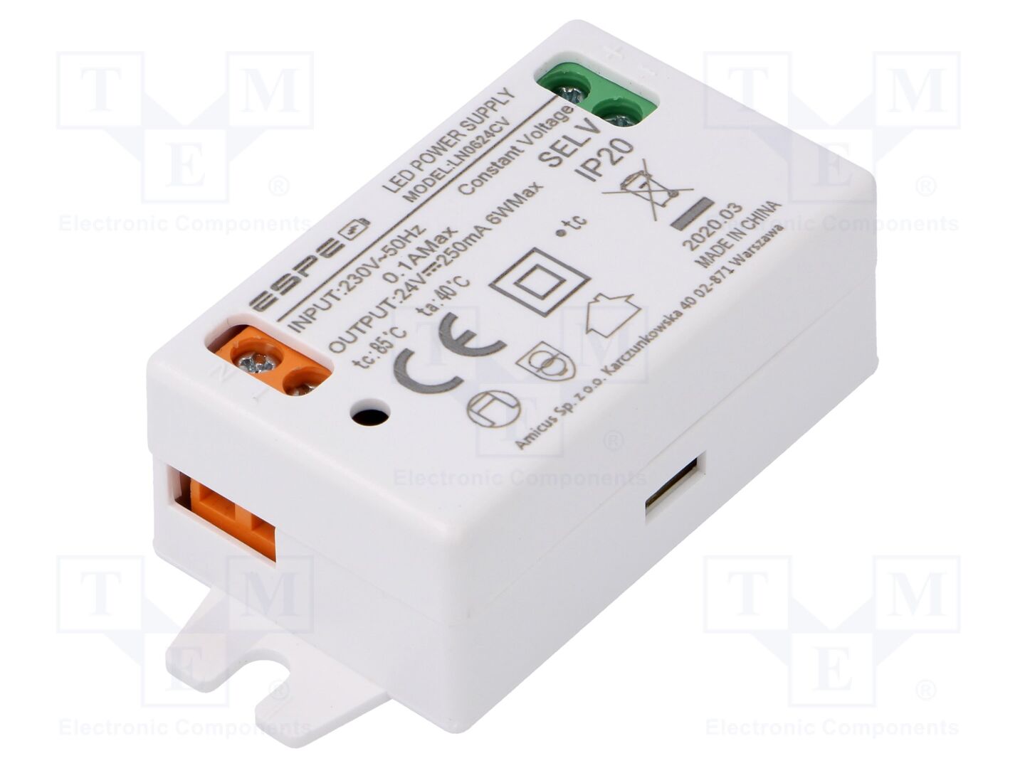 ESPE LN0624CV LED-virtalähde 6W 24VDC 250mA