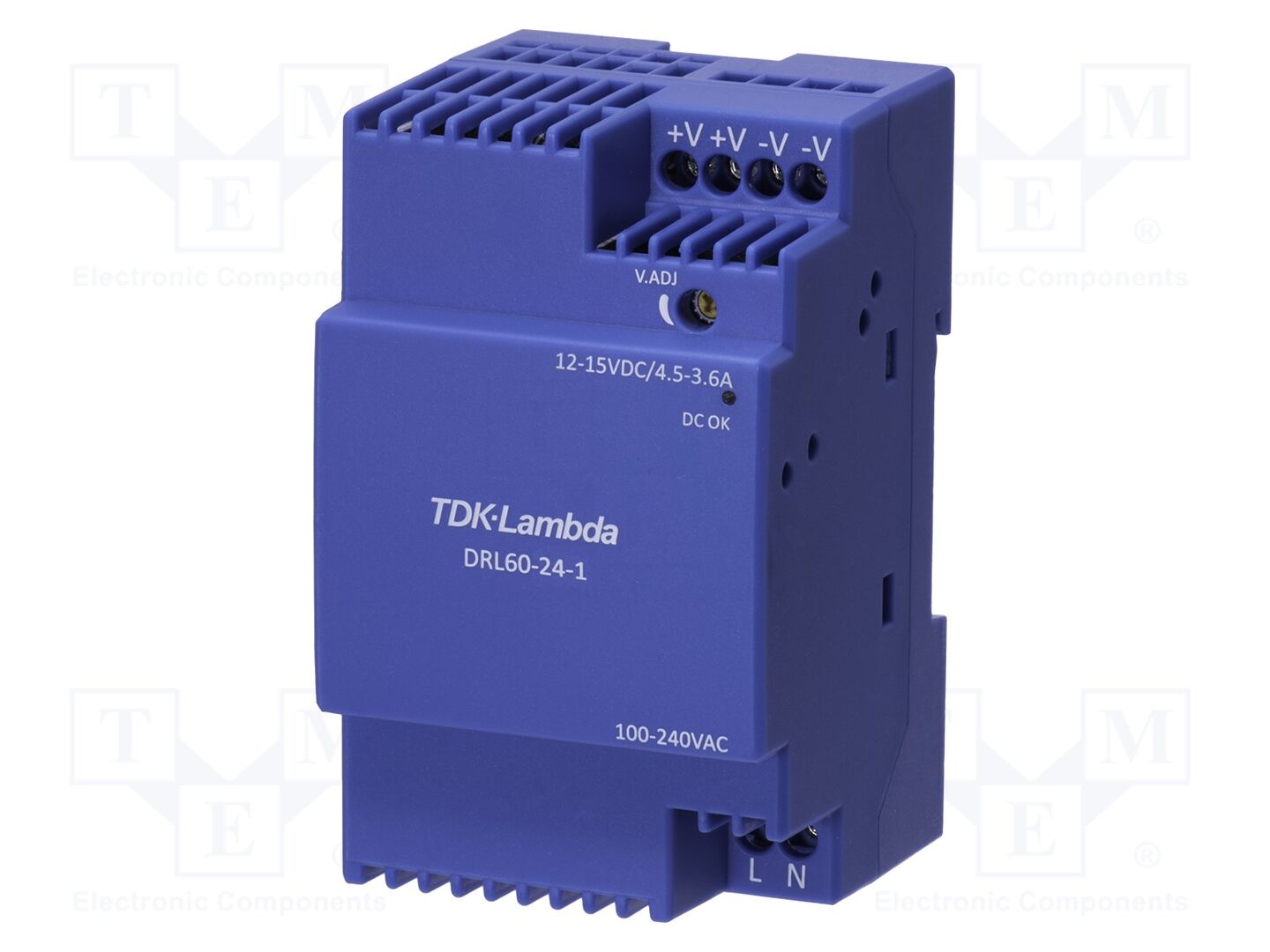TDK-LAMBDA DRL60-12-1 DIN-kiskoon asennettava kytkentäsähköinen virtalähde 60W 12VDC