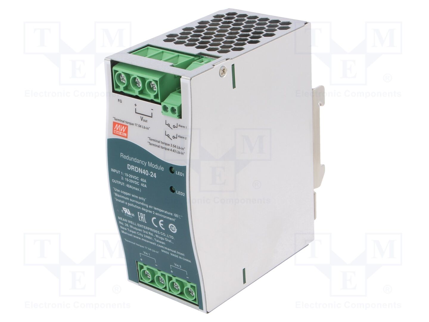 MEAN WELL DRDN40-24 Redundanssimoduuli DIN-kiskoon 24VDC 40A