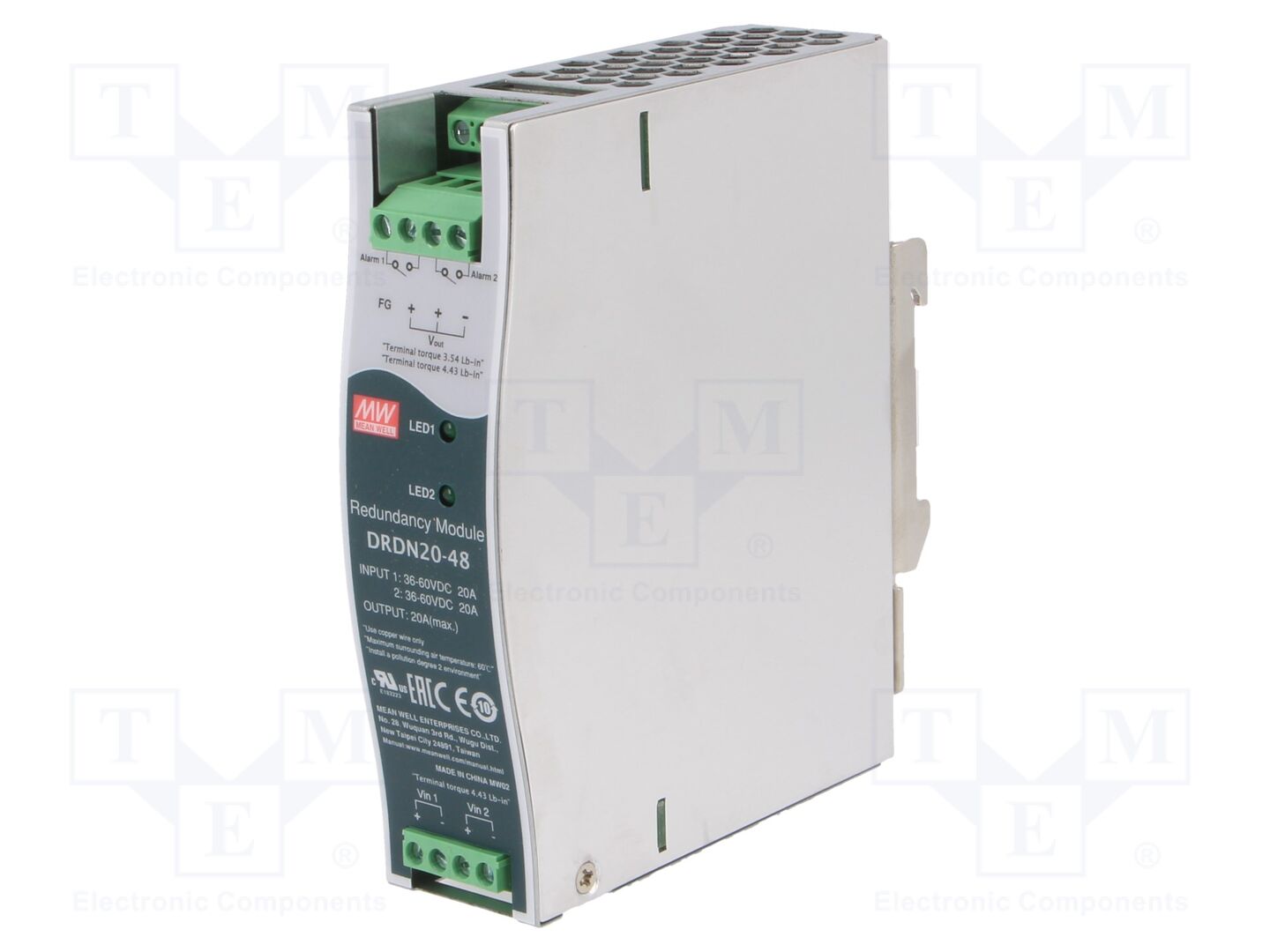 MEAN WELL DRDN20-48 Redundanssimoduuli DIN-kiskoon 48VDC 20A