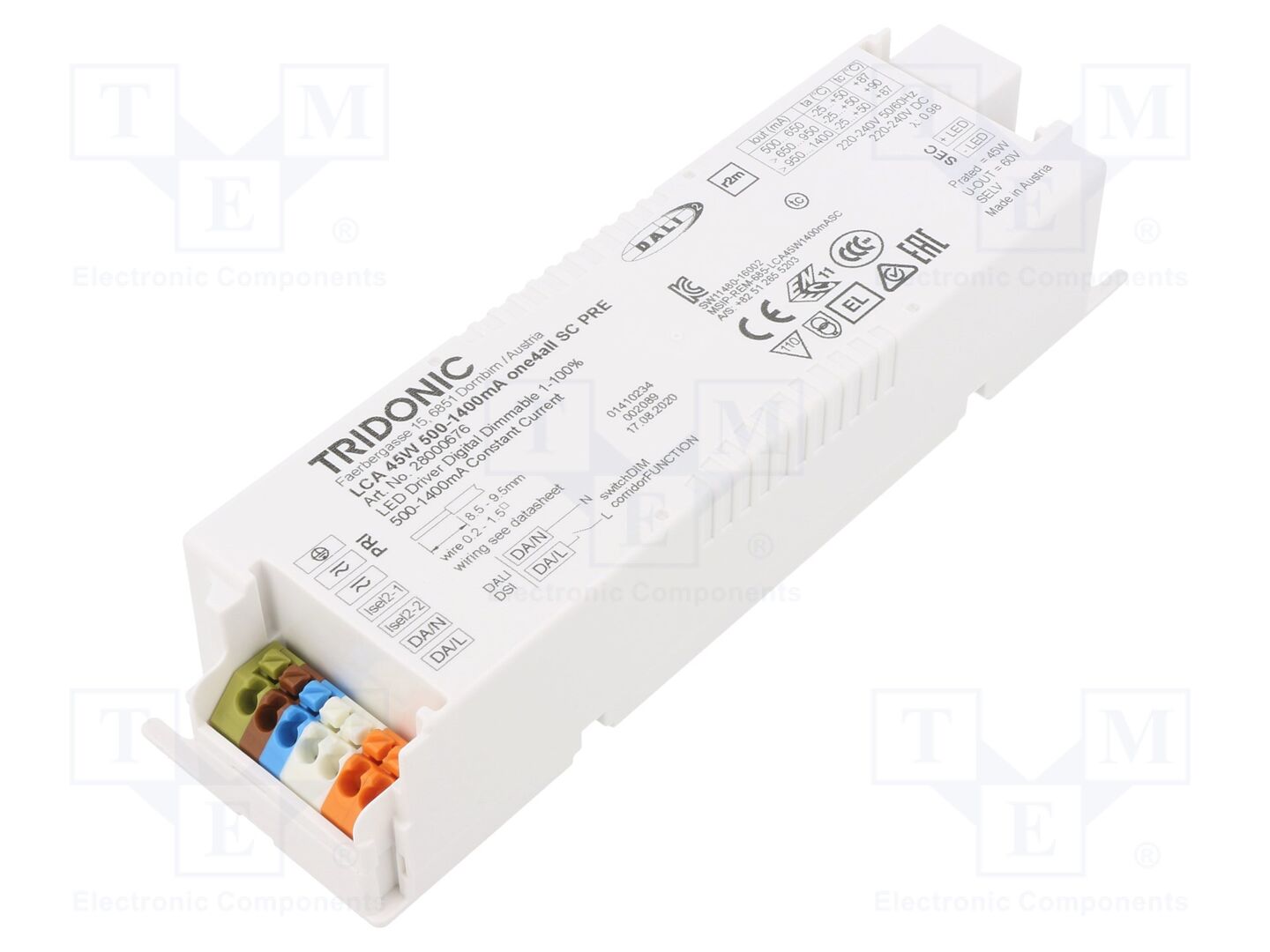 TRIDONIC LCA 45W 500-1400MA ONE4ALL SC PRE LED-virtalähde DALI 2