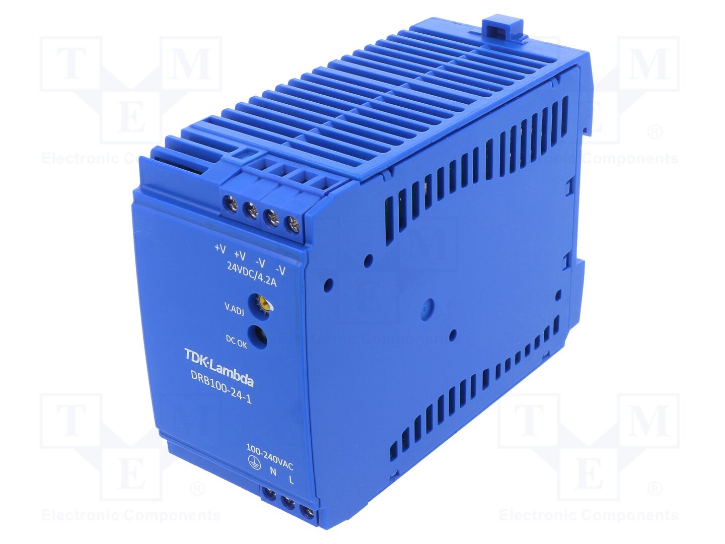 TDK-LAMBDA DRB100-24-1 DIN-kiskoon kiinnitettävä kytkentävirtalähde 100W 24VDC