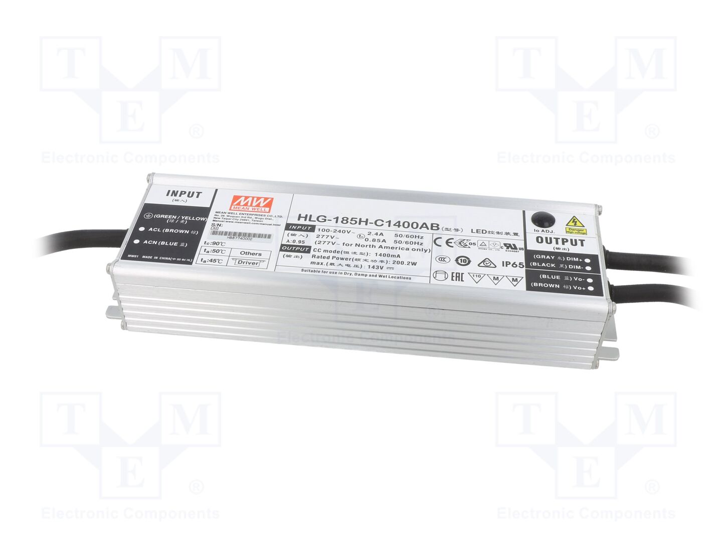 MEAN WELL HLG-185H-C1400AB LED-verkkolaite 200,2W 71-143VDC 700-1400mA